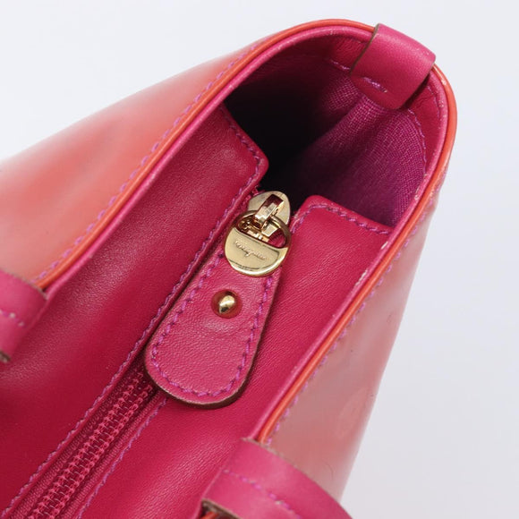 Salvatore Ferragamo Vala Tote Bag Patent Pink Gold Tone Auth bs37792