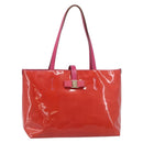 Salvatore Ferragamo Vala Tote Bag Patent Pink Gold Tone Auth bs37792-2