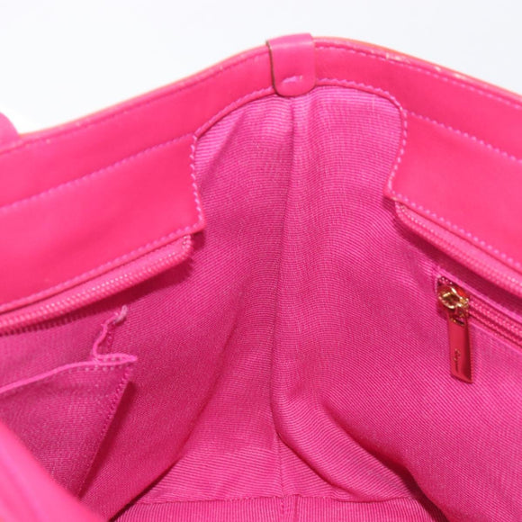 Salvatore Ferragamo Vala Tote Bag Patent Pink Gold Tone Auth bs37792