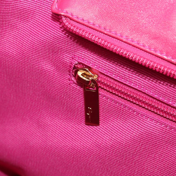 Salvatore Ferragamo Vala Tote Bag Patent Pink Gold Tone Auth bs37792