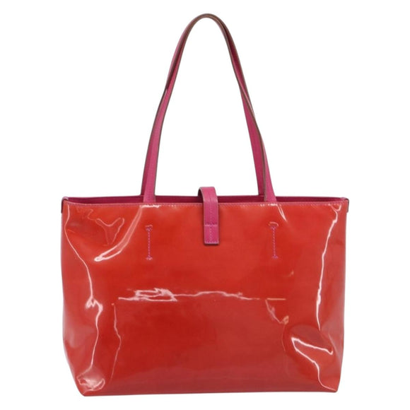 Salvatore Ferragamo Vala Tote Bag Patent Pink Gold Tone Auth bs37792