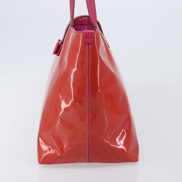 Salvatore Ferragamo Vala Tote Bag Patent Pink Gold Tone Auth bs37792