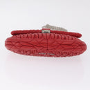 Miu Miu Matelasse Chain Shoulder Bag Leather Red Silver Auth bs37793A-11