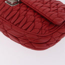 Miu Miu Matelasse Chain Shoulder Bag Leather Red Silver Auth bs37793A-13