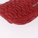 Miu Miu Matelasse Chain Shoulder Bag Leather Red Silver Auth bs37793A-14