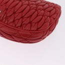 Miu Miu Matelasse Chain Shoulder Bag Leather Red Silver Auth bs37793A-15