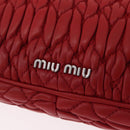 Miu Miu Matelasse Chain Shoulder Bag Leather Red Silver Auth bs37793A-16