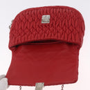 Miu Miu Matelasse Chain Shoulder Bag Leather Red Silver Auth bs37793A-19