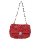 Miu Miu Matelasse Chain Shoulder Bag Leather Red Silver Auth bs37793A-2