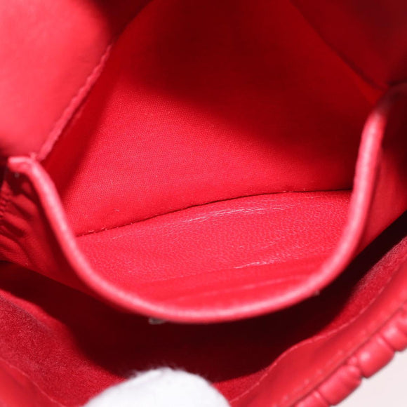 Miu Miu Matelasse Chain Shoulder Bag Leather Red Silver Auth bs37793A