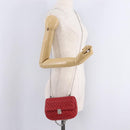 Miu Miu Matelasse Chain Shoulder Bag Leather Red Silver Auth bs37793A-28