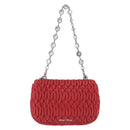 Miu Miu Matelasse Chain Shoulder Bag Leather Red Silver Auth bs37793A-3