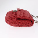 Miu Miu Matelasse Chain Shoulder Bag Leather Red Silver Auth bs37793A-4
