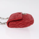 Miu Miu Matelasse Chain Shoulder Bag Leather Red Silver Auth bs37793A-5