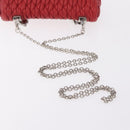 Miu Miu Matelasse Chain Shoulder Bag Leather Red Silver Auth bs37793A-9
