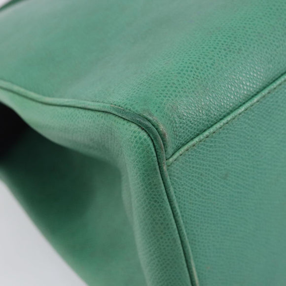 CELINE Shoulder Bag Leather Green Gold Tone Auth bs37794