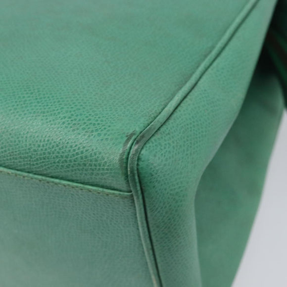 CELINE Shoulder Bag Leather Green Gold Tone Auth bs37794