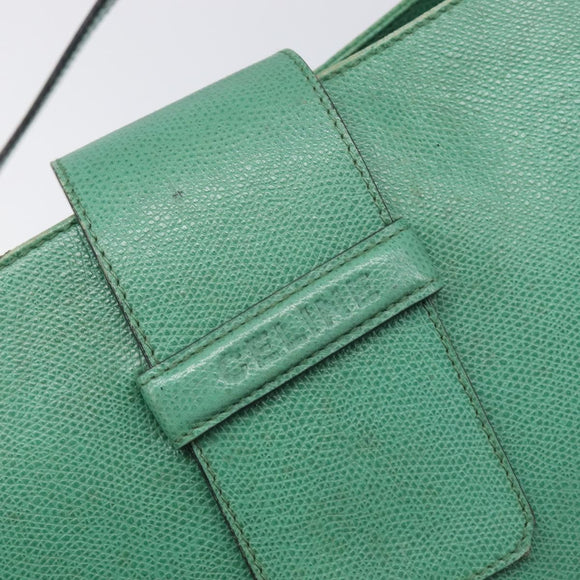 CELINE Shoulder Bag Leather Green Gold Tone Auth bs37794