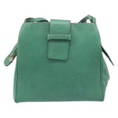 CELINE Shoulder Bag Leather Green Gold Tone Auth bs37794-2