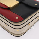 Valentino Shoulder Bag Leather Black Gold Tone Auth bs37798-13