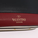 Valentino Shoulder Bag Leather Black Gold Tone Auth bs37798-16