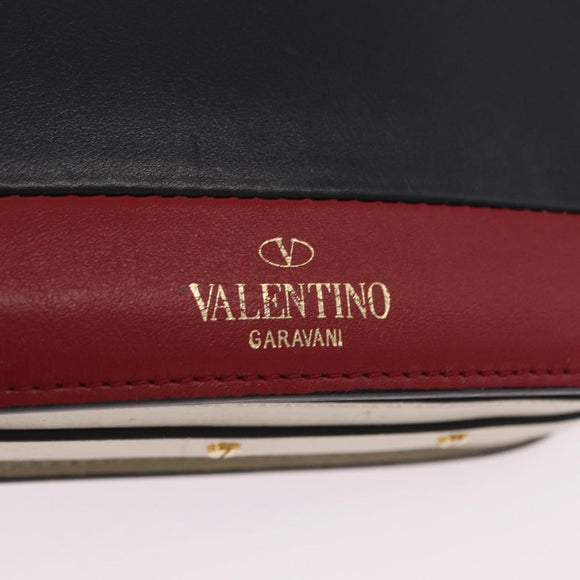 Valentino Shoulder Bag Leather Black Gold Tone Auth bs37798
