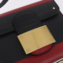 Valentino Shoulder Bag Leather Black Gold Tone Auth bs37798-19