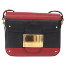 Valentino Shoulder Bag Leather Black Gold Tone Auth bs37798-2
