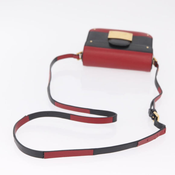Valentino Shoulder Bag Leather Black Gold Tone Auth bs37798