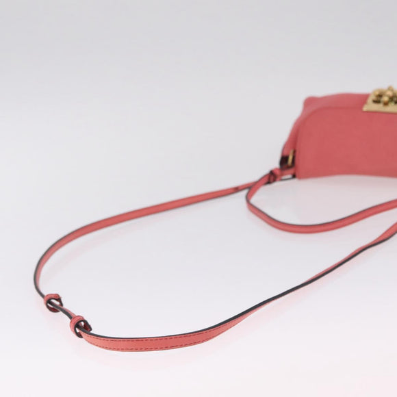 Chloe Elsie Shoulder Bag Leather Pink Gold Tone Auth bs37800