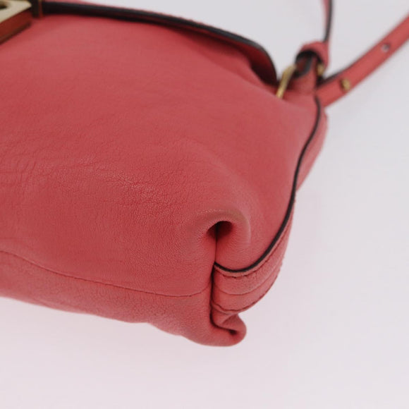 Chloe Elsie Shoulder Bag Leather Pink Gold Tone Auth bs37800