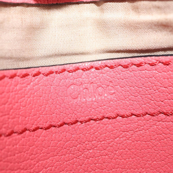 Chloe Elsie Shoulder Bag Leather Pink Gold Tone Auth bs37800
