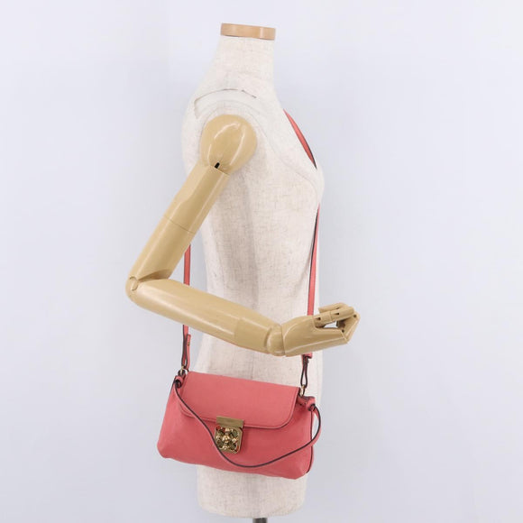 Chloe Elsie Shoulder Bag Leather Pink Gold Tone Auth bs37800