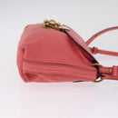 Chloe Elsie Shoulder Bag Leather Pink Gold Tone Auth bs37800-4