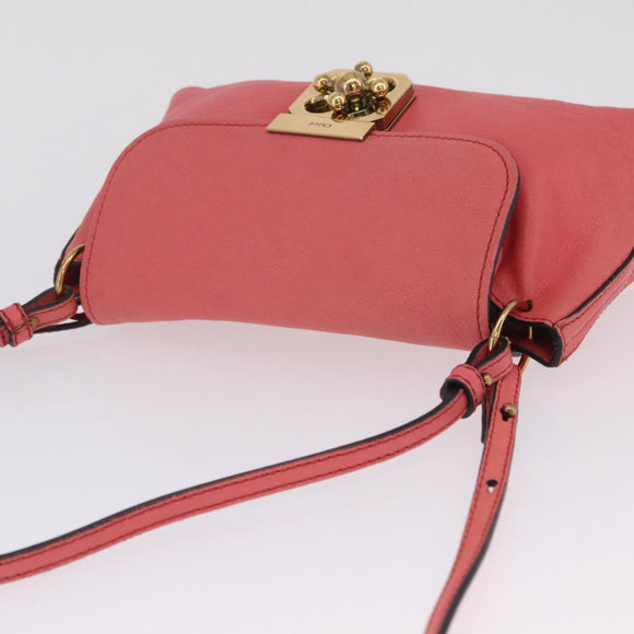 Chloe Elsie Shoulder Bag Leather Pink Gold Tone Auth bs37800