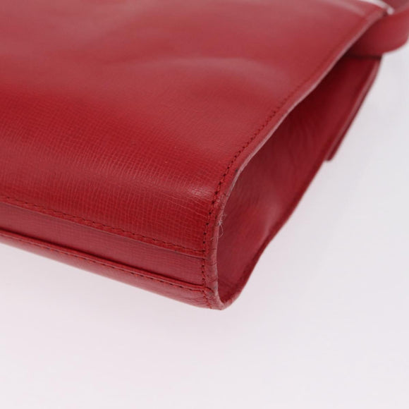 Christian Dior Shoulder Bag Leather Red Gold Tone Auth bs37803