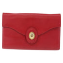 Christian Dior Shoulder Bag Leather Red Gold Tone Auth bs37803-2