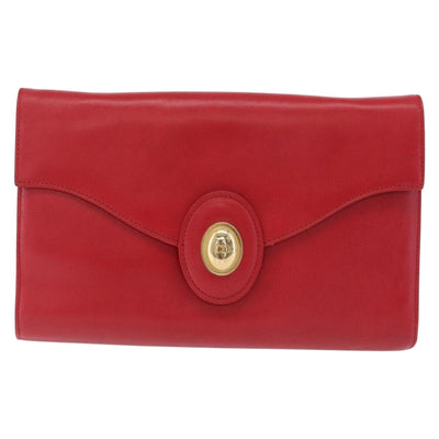 Christian Dior Shoulder Bag Leather Red Gold Tone Auth bs37803 - 0