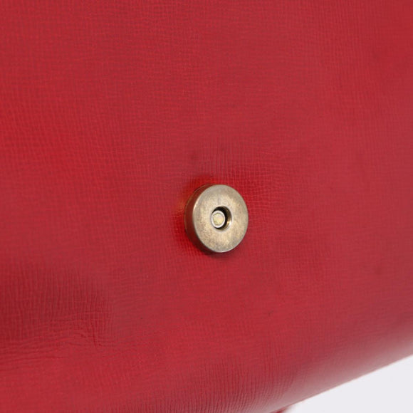 Christian Dior Shoulder Bag Leather Red Gold Tone Auth bs37803