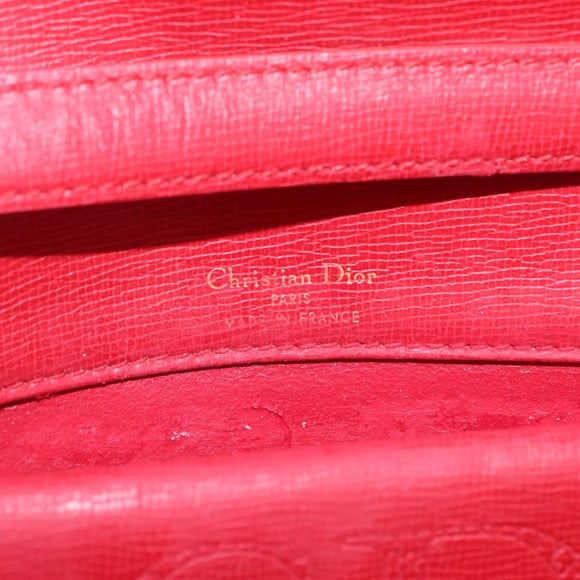 Christian Dior Shoulder Bag Leather Red Gold Tone Auth bs37803