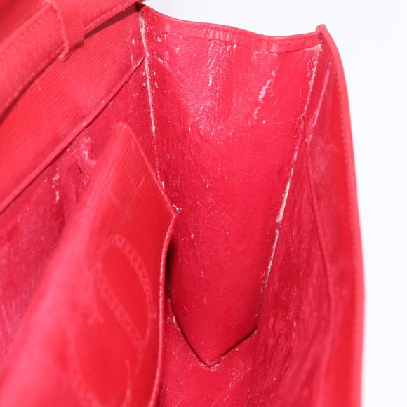 Christian Dior Shoulder Bag Leather Red Gold Tone Auth bs37803