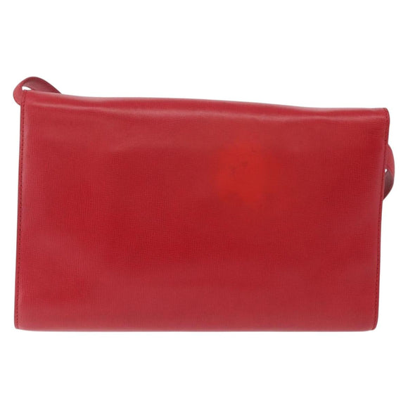 Christian Dior Shoulder Bag Leather Red Gold Tone Auth bs37803