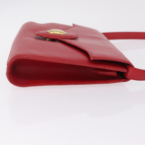 Christian Dior Shoulder Bag Leather Red Gold Tone Auth bs37803