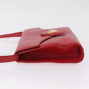 Christian Dior Shoulder Bag Leather Red Gold Tone Auth bs37803-6
