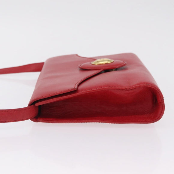 Christian Dior Shoulder Bag Leather Red Gold Tone Auth bs37803
