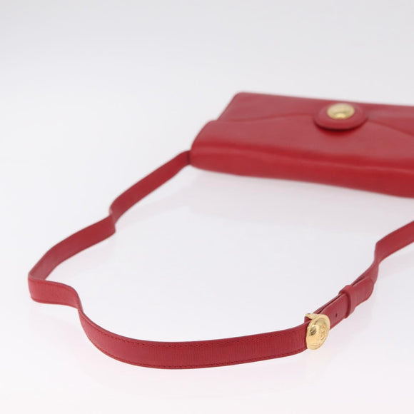 Christian Dior Shoulder Bag Leather Red Gold Tone Auth bs37803