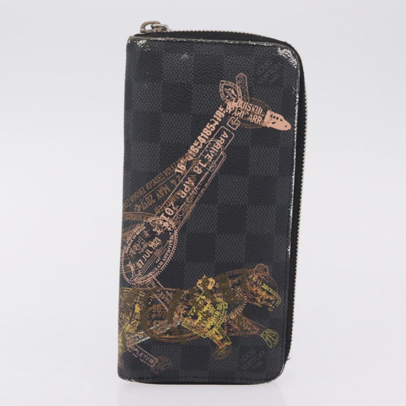 LOUIS VUITTON Taigarama Damier Graphite Zippy Wallet Vertical 2 Set Auth bs37804