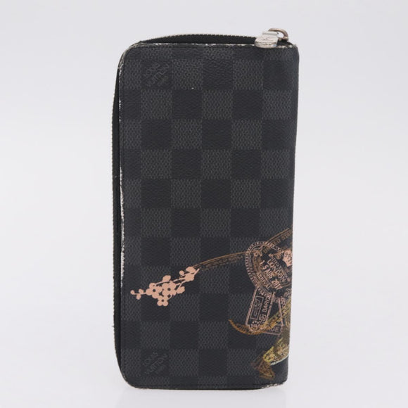 LOUIS VUITTON Taigarama Damier Graphite Zippy Wallet Vertical 2 Set Auth bs37804