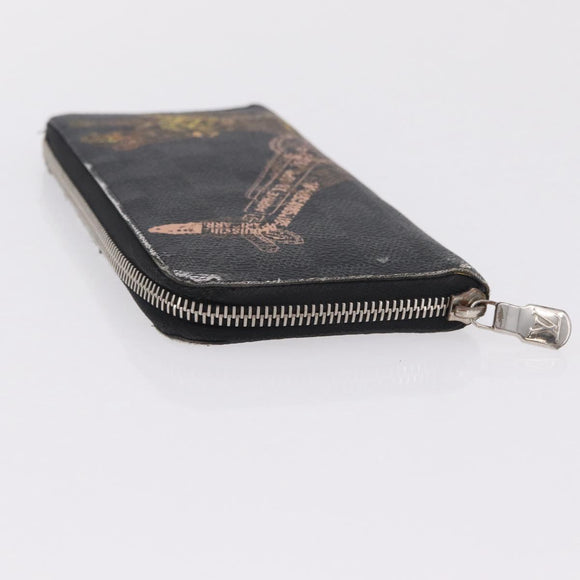 LOUIS VUITTON Taigarama Damier Graphite Zippy Wallet Vertical 2 Set Auth bs37804