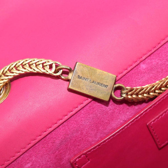 Saint Laurent Betty Chain Shoulder Bag Leather Pink Gold 314516 Auth bs37805V